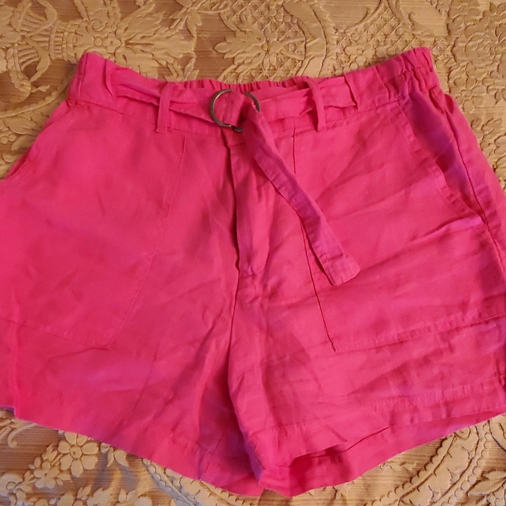 JNY JONES NEW YORK PINK 100% LINEN SHORTS NEW!